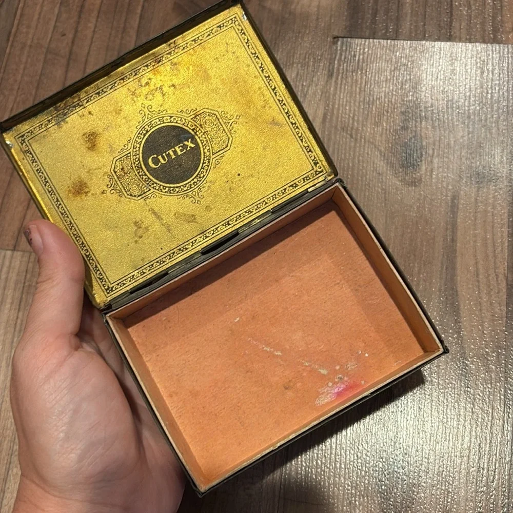Vintage Art Deco Metal Cutex Five Minute Set Advertising Tin Litho Box Manicure